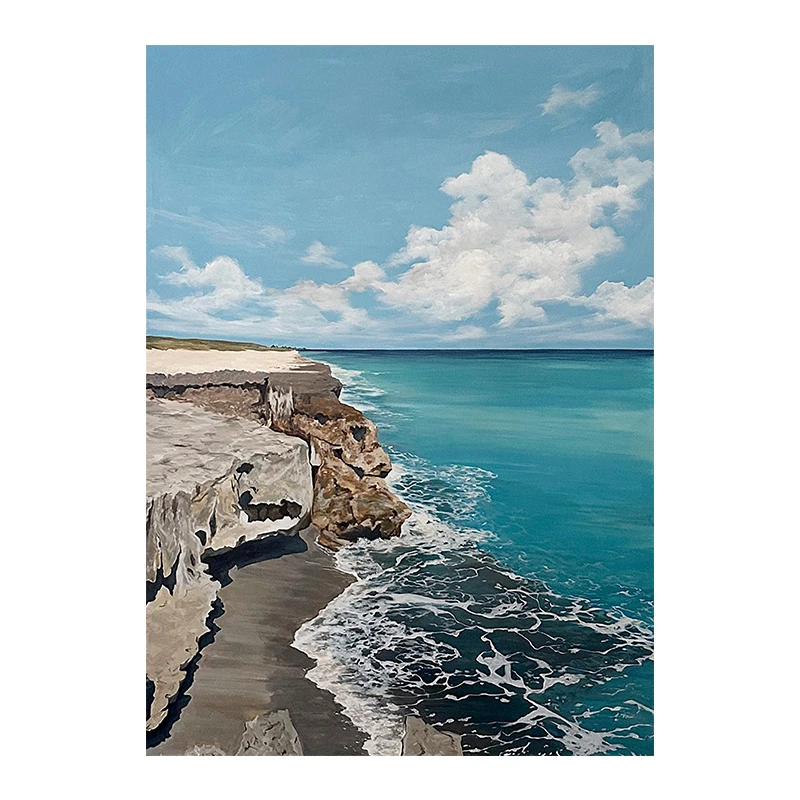 

The sea is wide and the sky is hand decorated painting living room hanging