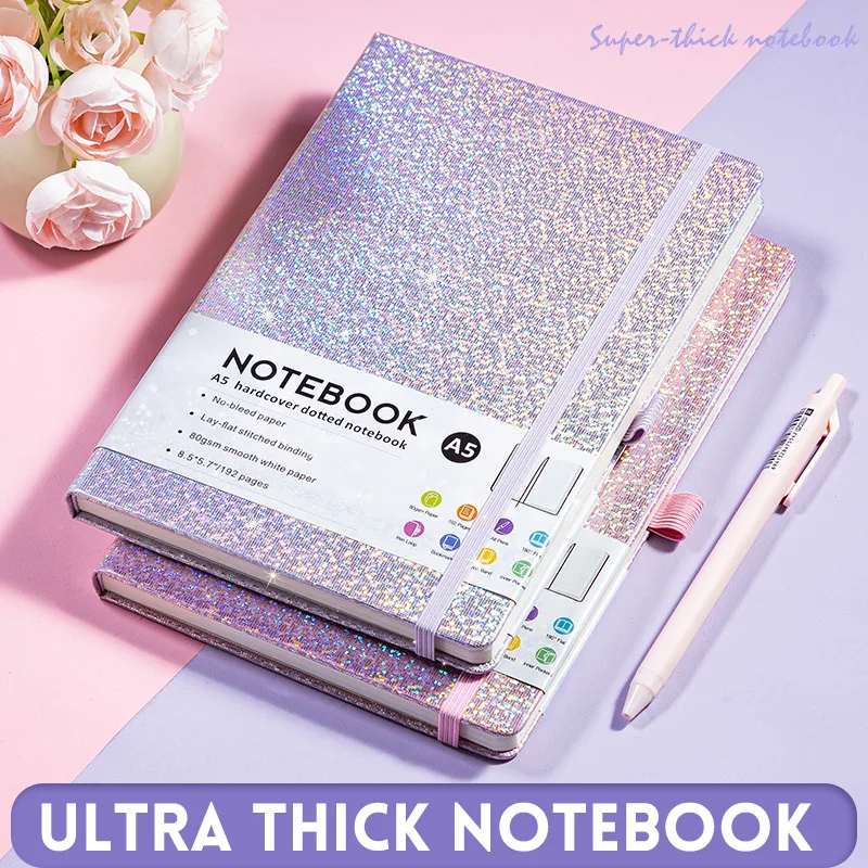 A5 céu estrelado cinta notebook capa de couro do plutônio negócios escritório fita caneta inserção fita elástica notebook