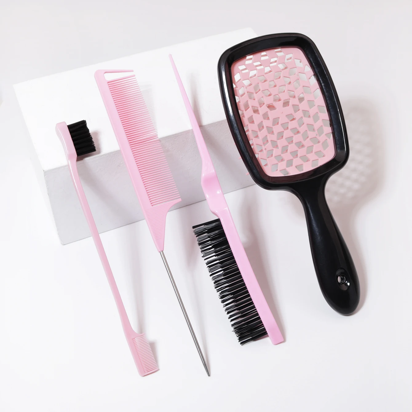 4-teiliges Haarkamm-Styling-Set, Tränenbürste, Wimpernkamm, Mausschwanzkamm, verwirrter Haarkamm,