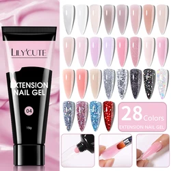 LILYCUTE 1Pc Quick Extension Gel Nail Nude Pink Glitter Building Acrylic Semi Permanent Soak Off UV LED Polish Nail Art Varnish