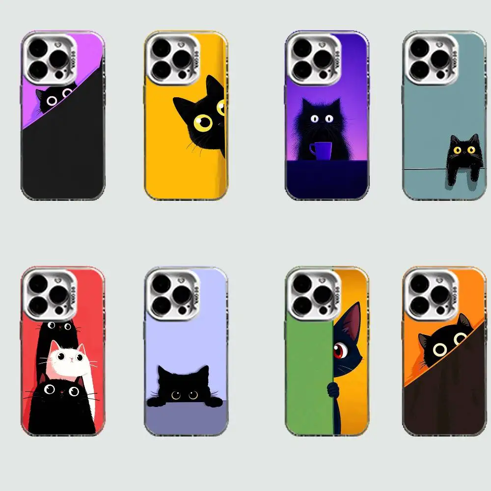 

Black Cat Hard Phone Case for IPhone 16 15 14 13 12 11 Pro Max Plus16E X XR XS Max shockproof Full Cover