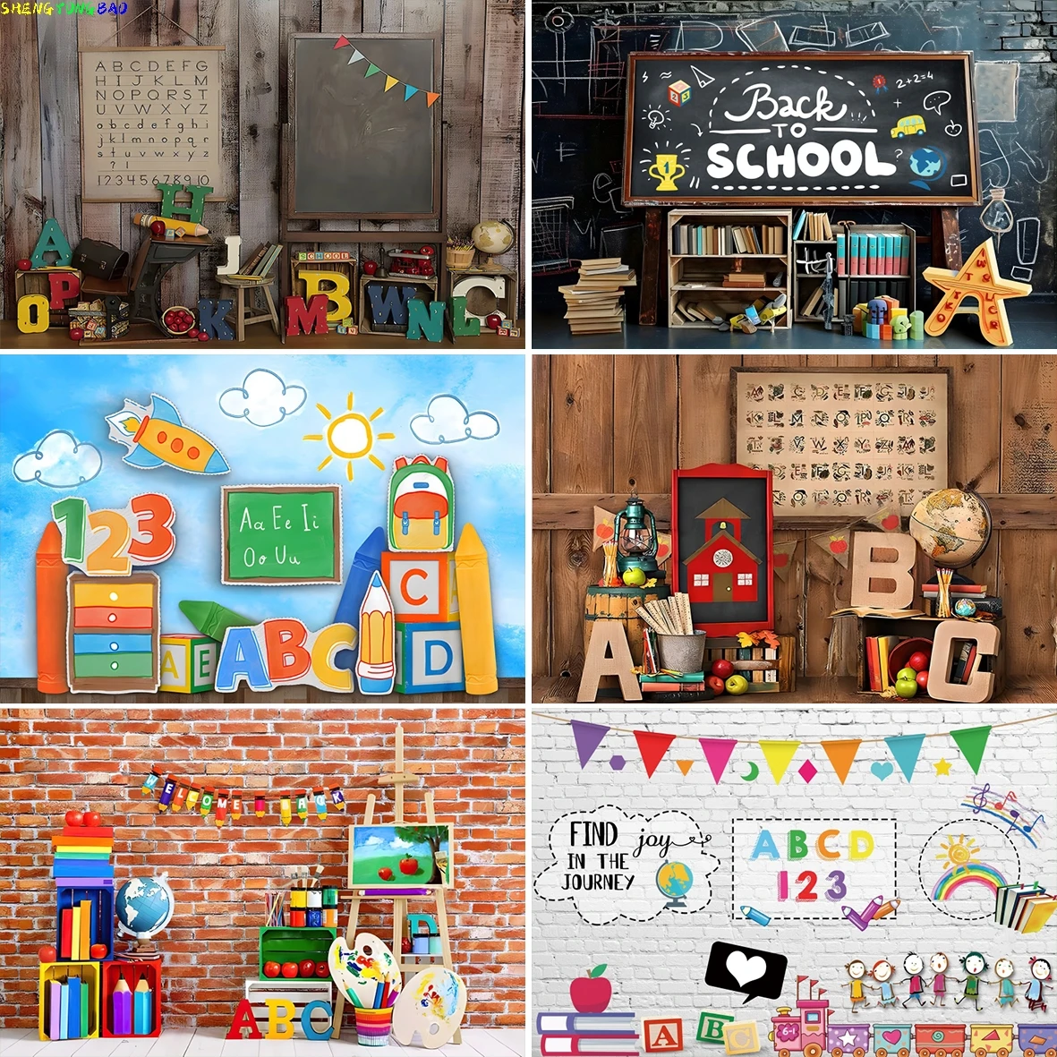 Student Desk Chair Blackboard School Study Baby Classroom Photo Backdrop Photographic Background Photocall Photo Studio