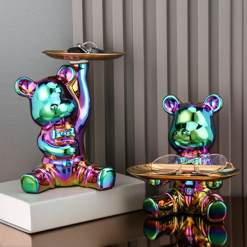 Wohnkultur Keramik Bunte Überzug Bär Lagerung Box Home Living Neue Zimmer Desktop Tablett Dekorative Statue Spardose Ornamente – Detail 2