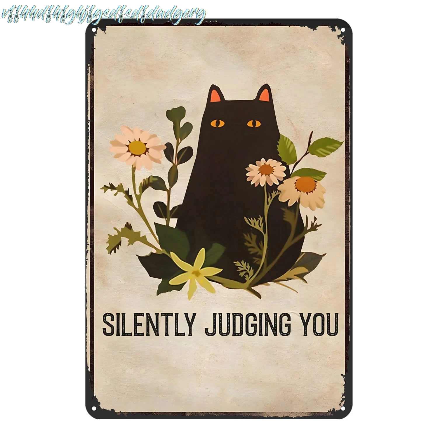 Gnelde Cat Silently Judging Metal Sign Retro Decor Home Kitchen Bar Cafe Club Cave Wall Decor Funny Cat Tin Sign 12 X 8 Inc sign