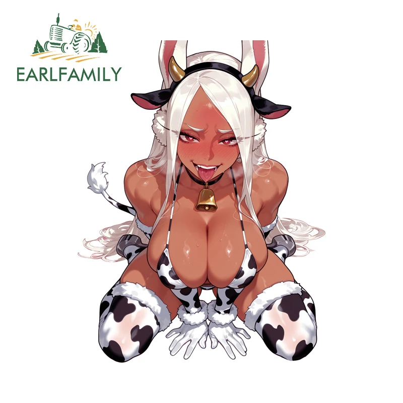 

EARLFAMILY Cow Girl Mirko Vinyl Car Stickers Hentai Nsfw Big Chest Campervan Decal Graffiti Windows Sexy Bunny Laptop Decals