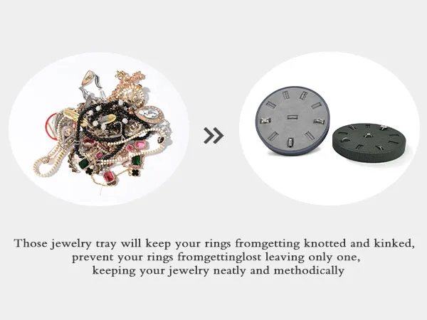 Oirlv Großraumiges Ringtablett, Rundes Ring-Präsentationstablett, Schmuck-Präsentationstablett, Ringaufbewahrung, Urlaubsgeschenk, Tragbar für Reisen – Detail 6
