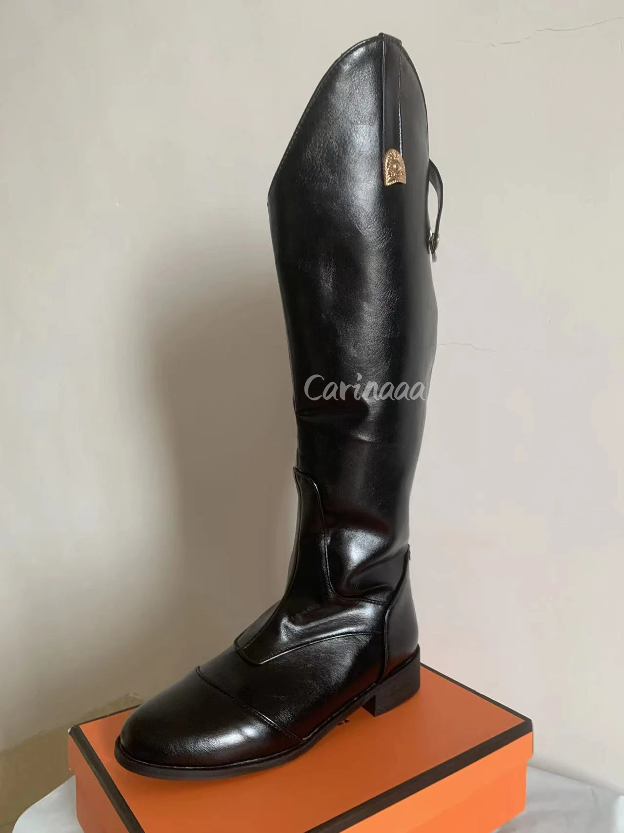 Bottes hautes d'équitation pour cavalier, chaussures en cuir PU, cavalier à coupe longue équestre, arbre large, costume médiéval pour femme