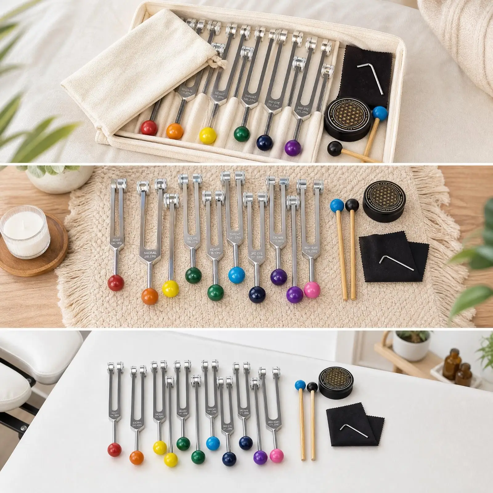 Sound Therapy Tuning Fork Kit for Mindfulness Practice Hard Aluminum Alloy with 8 Frequencies for Relaxation - view 3