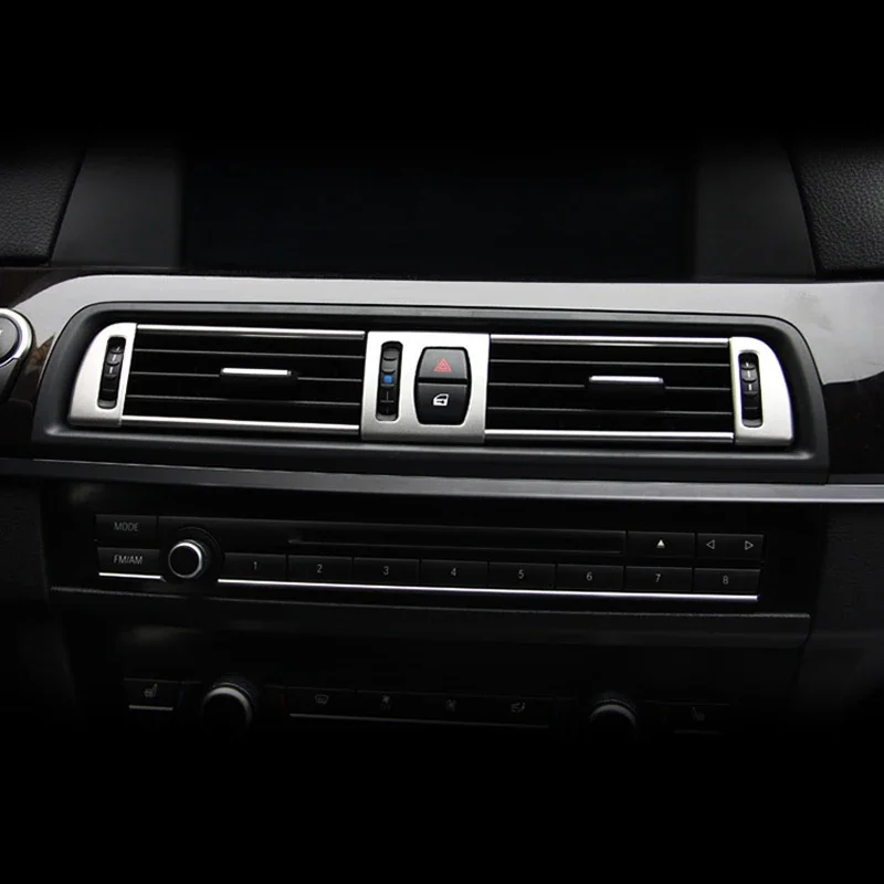 Car Styling Console Multimedia AC CD Panel Decoration Frame Cover Trim Strip Sticker For BMW 5 Series F10 Interior Accessories