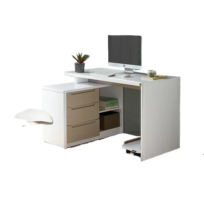 

Simple corner L-shaped desk cabinet integrated living room retractable office computer desk 120321