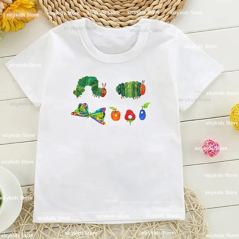 Boy/Girl T-Shirt Funny Very Hungry Caterpillar Animal Print T-Shirt Fashion Trend Girl Cotton T-Shirt Cute Children's Clothing