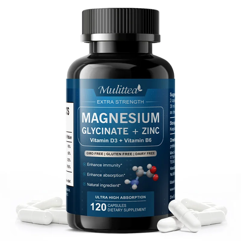 

Mulittea Magnesium Glycinate + Zinc with Vitamin D3 & B6 | Supports Immunity, Energy & Sleep | Non-GMO, Gluten-Free, Dairy-Free