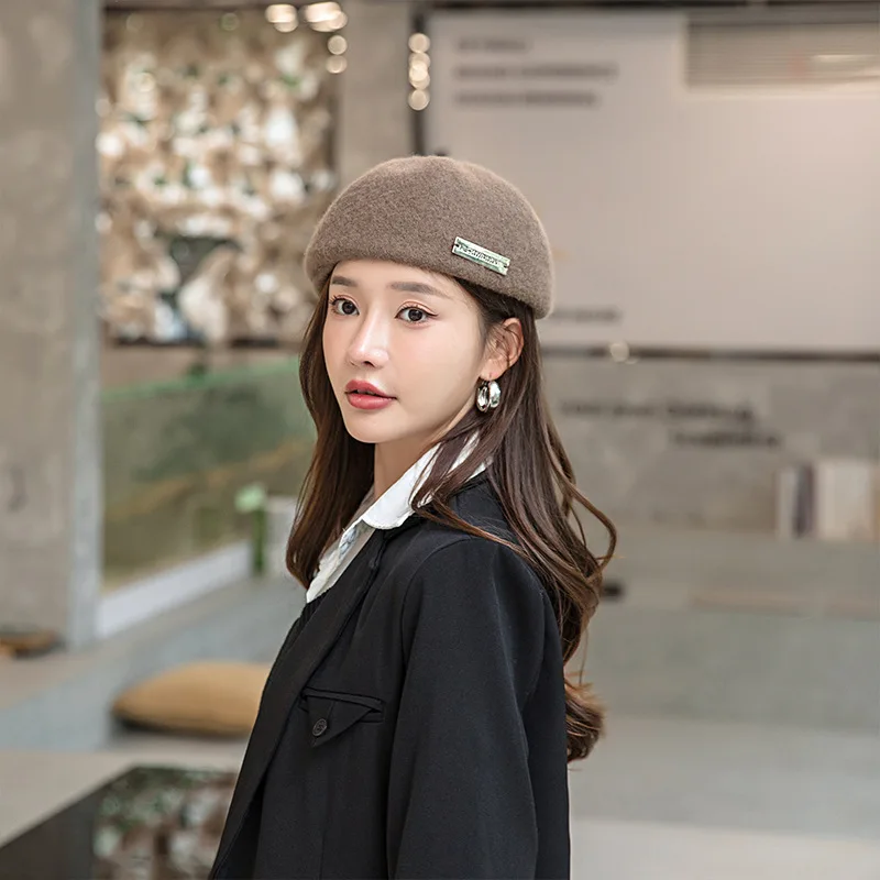 Panama Women\'s Autumn and Winter Warm Wool Beret Retro Wool Painter Hat Fashion Outdoor Cap H133