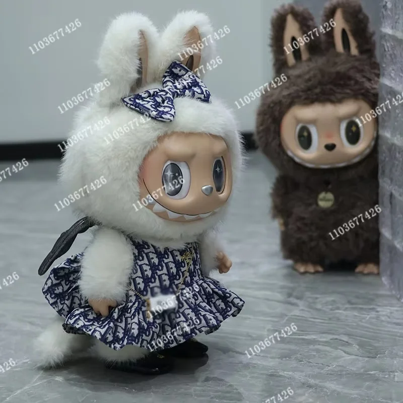 Original Angel Zimomo Doll Clothes 58cm Labubu Handmade Custom Printed Dress Mini Crossbody Bag High End Shoes