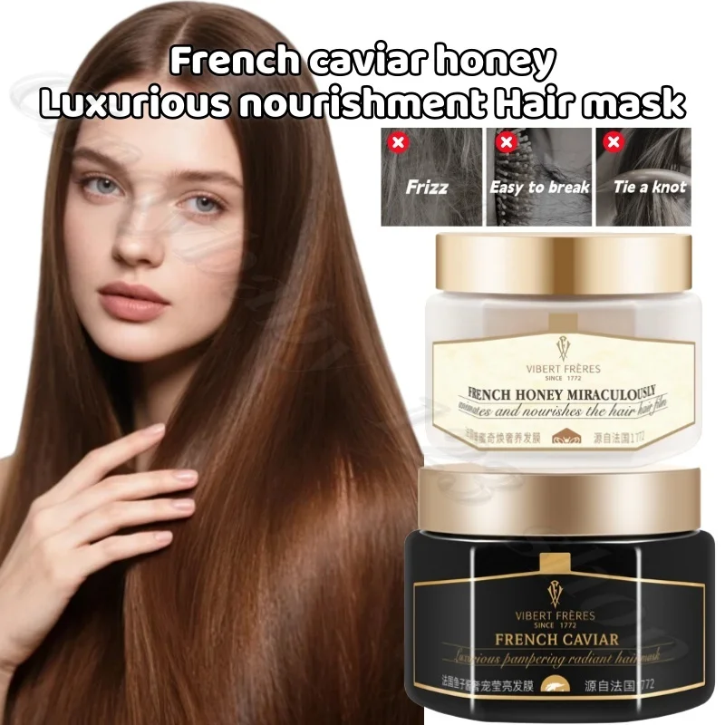 

Французская Икорная Маска-Пленка для Волос с Медом: Роскошное Питание, Очищение, Увлажнение, Осветление, Восстановление Поврежденных Волос после Химической Завивки и Окрашивания, 300 мл
