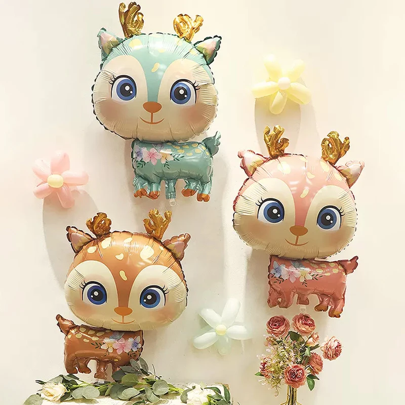 Globos de aluminio con dibujos de animales, zorro, ciervo, animales del bosque, tema, Baby Shower, juguete para niños, suministros de decoración para fiesta de cumpleaños