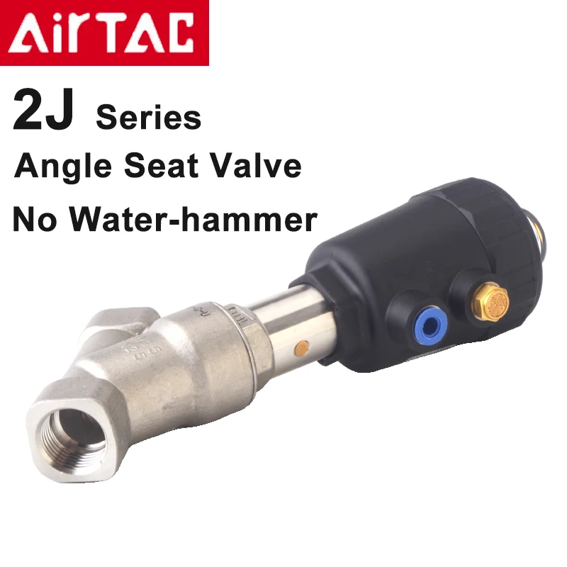 AirTAC 2JS Series Pneumatic Angle Seat Valve 2/2 Way Air Piloted Stainless Steel Fluid Control Valve Normally Open/Closed