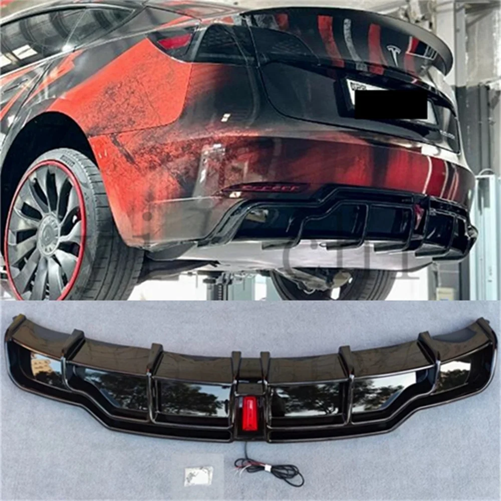 

For Tesla Model 3 Sedan 2018-2023 Rear Bumper Diffuser Lip Carbon Fiber Look Side Corner Cover Splitter Guard Plate