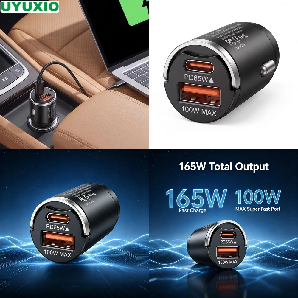 carregador-de-viagem-para-carro-165w-pd-65w-tipo-c-e-100w-usb-a-design-compacto-em-liga-de-zinco-para-viagens-de-negocios-e-deslocamentos-diarios