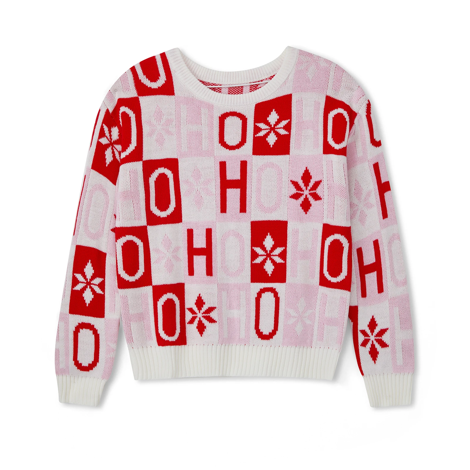 女性のクリスマスニットセーター長袖クルーネックトナカイプリントプルオーバージャンパーお祝いホリデートップ