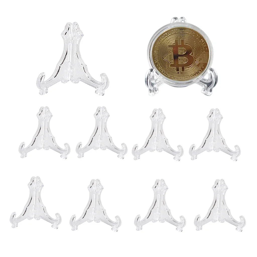 10PCS Mini Display Stand Foldable Plastic Display Rack for Medal Challenge Coins Game Cards Holder