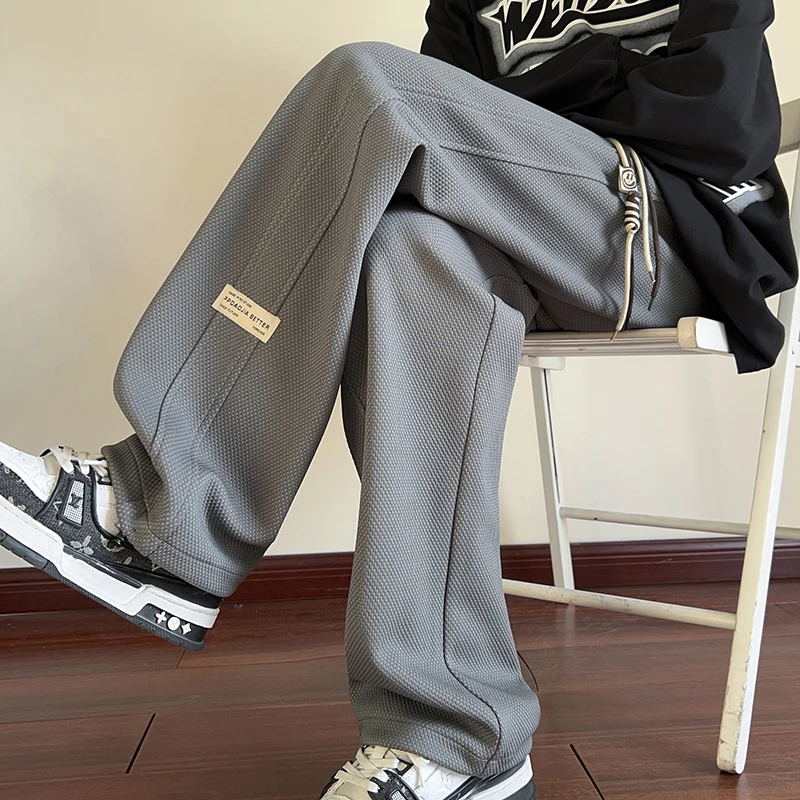 

2025 New High Street Pi Shuai Bo Luo Ge Straight Leg Wide Leg Pants for Men, Loose Trendy Floor Pants