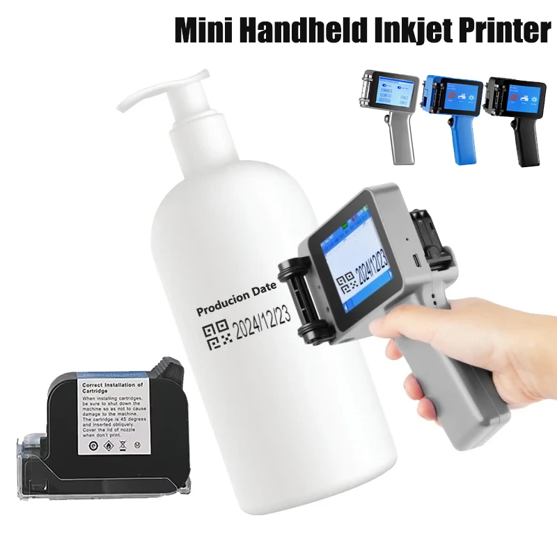

Mini Portable Label Printer Production Date Batch Number Shelf Life Inkjet Printing QR Code Pattern Coder Solvent Fast Drying