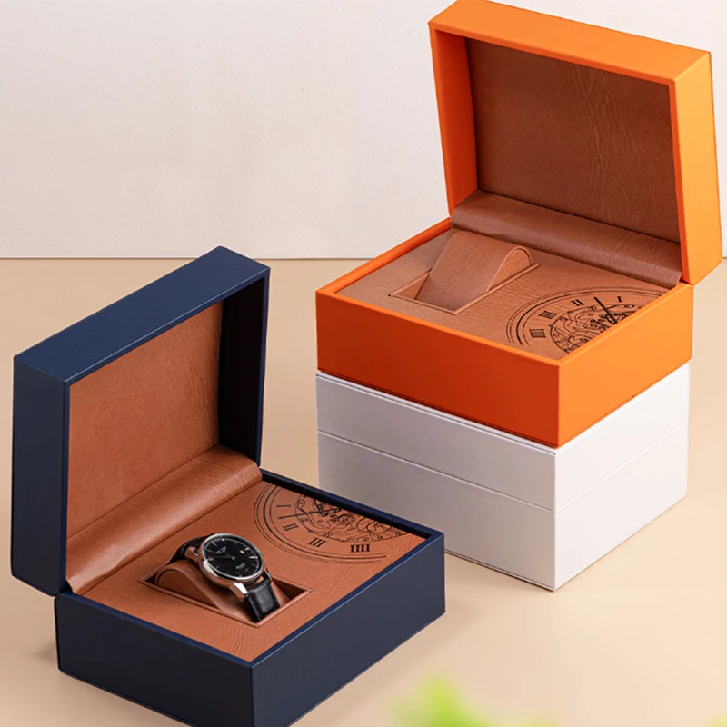 Fashion PU Leather Watch Box Cardboard Case Bangle Bracelet Wrist Watch Jewelry Present Exquisite Square Watch Box