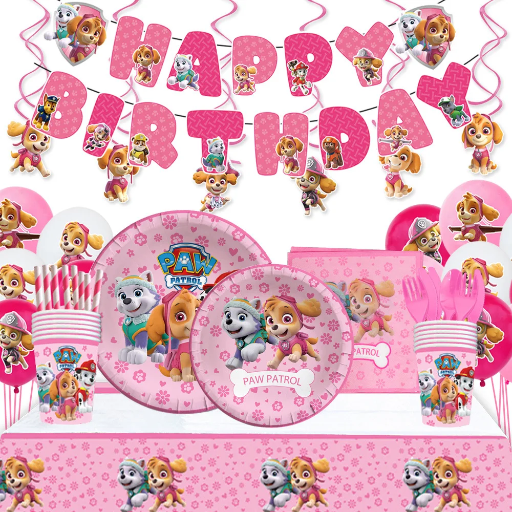 PAW Patrol Birthday Party Decoration New Version Balloon Set Disposable Tableware Kid Event Supplies Banner Backdrop Gift