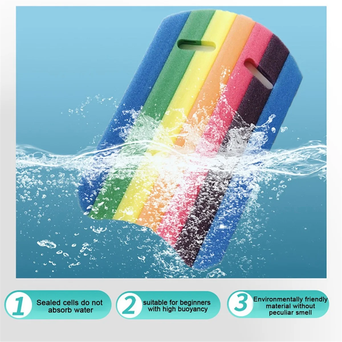 SLQZT Bambini Adulti Arcobaleno Nuoto Kickboard Schiuma Galleggiante Kick Board Piscina Aiuto per l'allenamento Galleggiante Strumento per la tavola in schiuma a mano