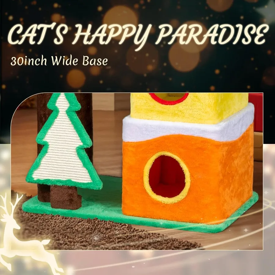 56in عيد الميلاد تحت عنوان أفخم شجرة القط متعددة المستويات برج القط مع القط الواقي الذكري أعلى تاج جثم السيزال منحدر الخدش المشاركات كبيرة Ca
