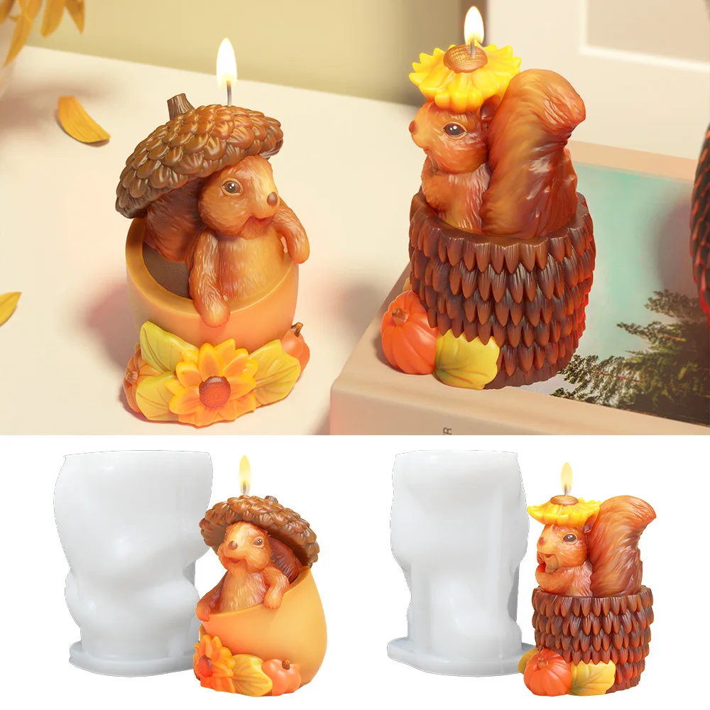 

Simulated Squirrel Shape Candle Silicone Mold DIY Handmade Cute Squirrels Plaster Candle Soy Wax Making Resin Mould Home Decor