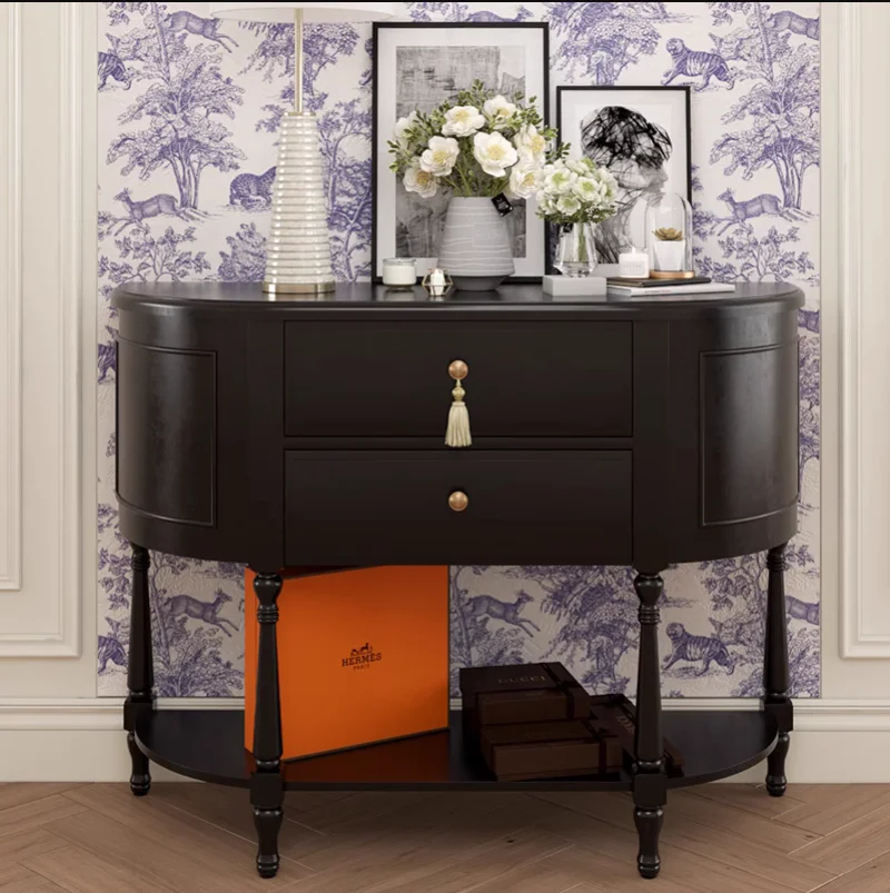 

Входной стол во французском стиле ретро, американский полукруглый столик для входа в квартиру, мебель для гостиной Im Foyer YS40CC