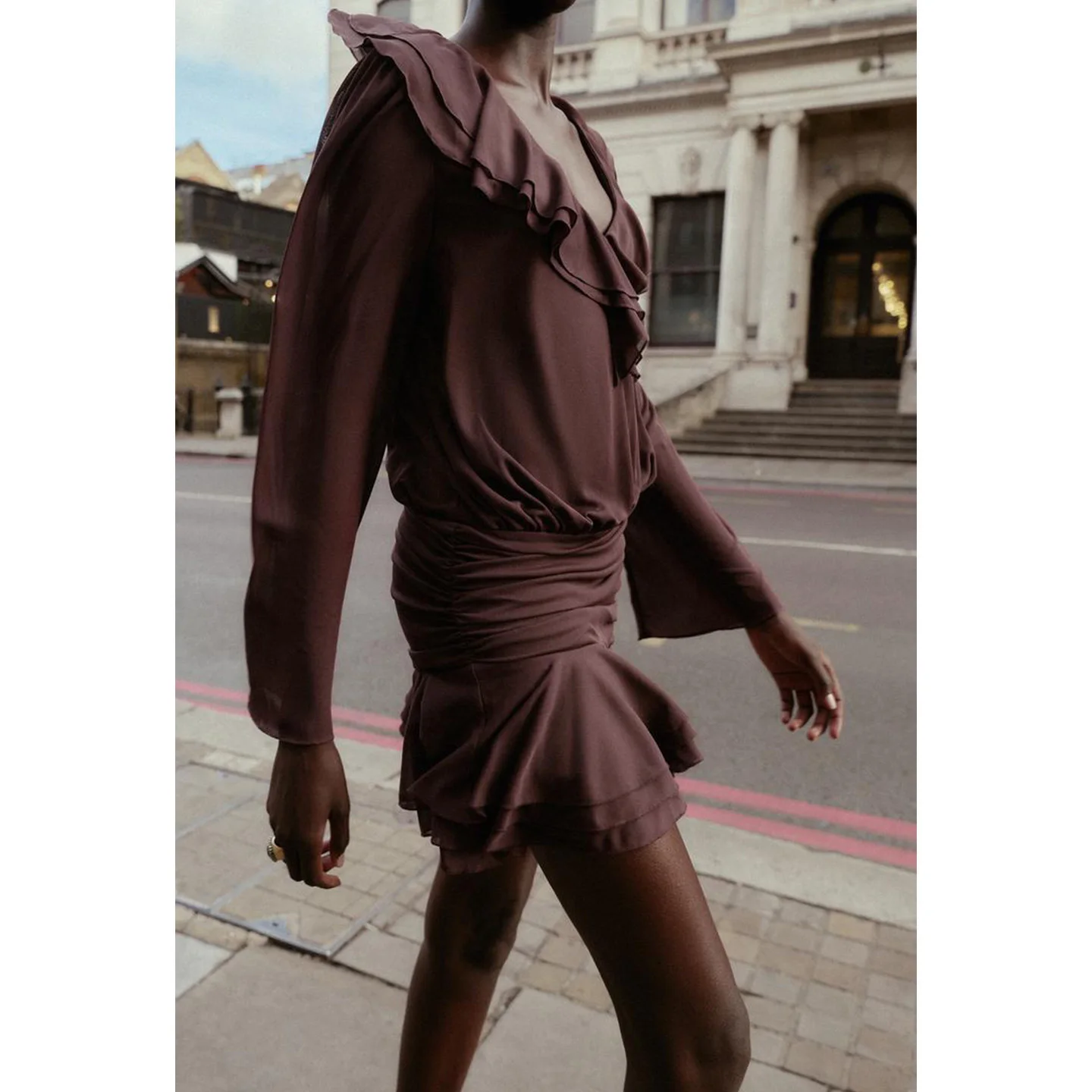 Outono novo sle feminino v-ne tea break dr longo sve em camadas decoração dr casual francês sle poliéster