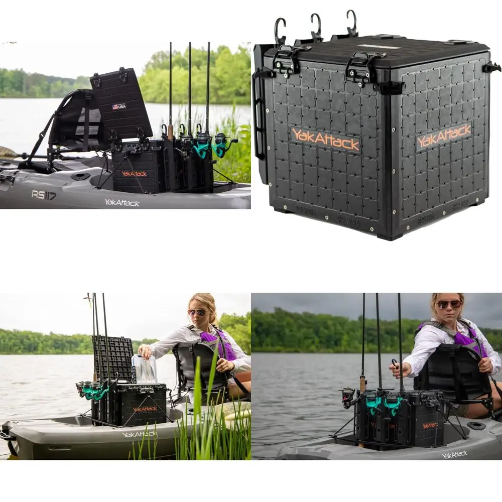 

13 x 13 Compact Fishing Crate with 3 Rod Holders - Lightweight, Durable Tackle Storage Box & Gear Organizer | Made in USA