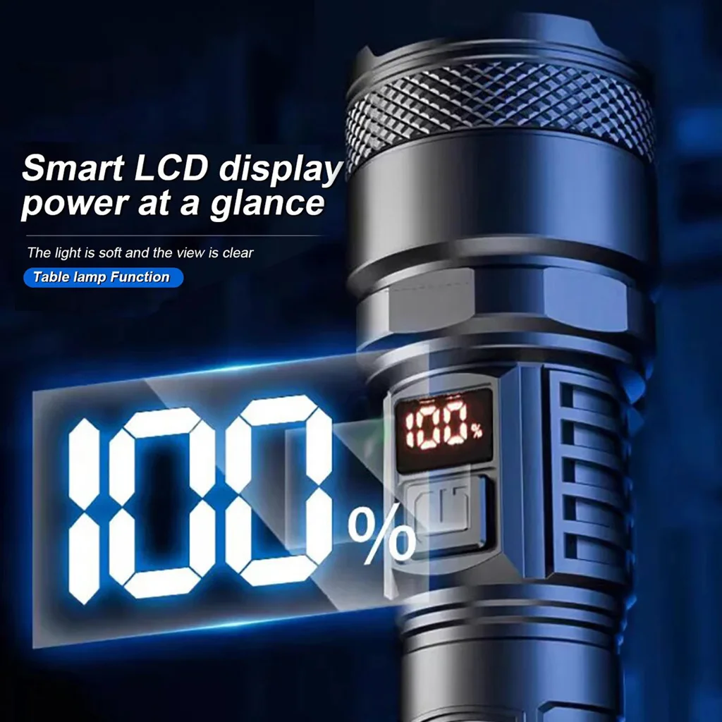 High Power Long-range Lantern Super Bright LED Flashlight USB Rechargeable Tactical Torch With Sidelight Lamp Waterproof Outdoor image 3