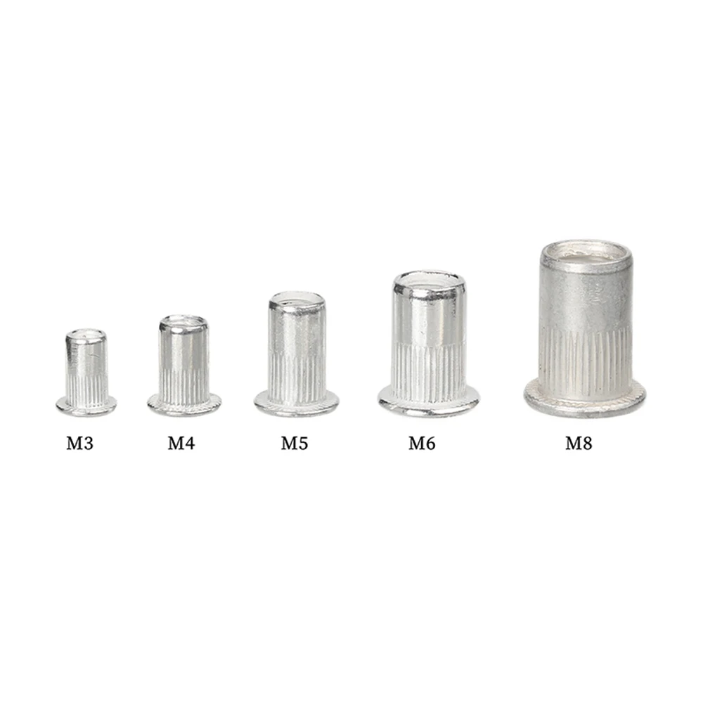 10pcs M3 M4 M5 M6 M8 M10 M12 Stainless Steel Carbon Steel Aluminum Nut Flat Head Threaded Rivet Nut Bind Insert Rivnuts Nutsert