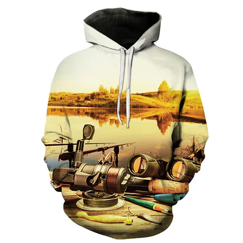 Fashion Fishing 3D Print Hoodie Men Women Streetwear Hip Hop Hoodies Oversized Pullover Hooded Sweatshirts Kids Tops Clothing