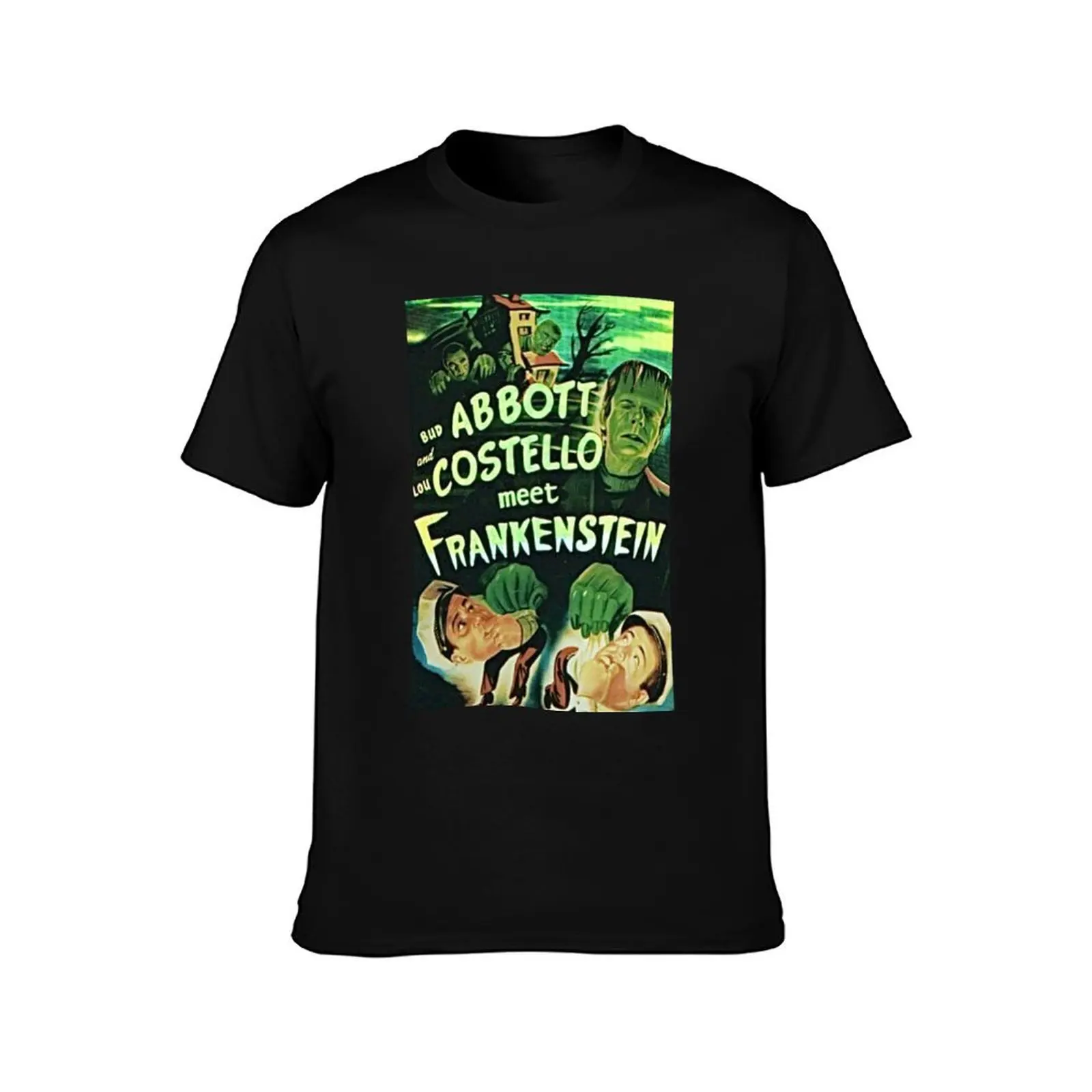 Abbott and Costello meet Frankenstein Classic . T-Shirt Everyday Wear Basic Short Sleeve Top T-Shirt