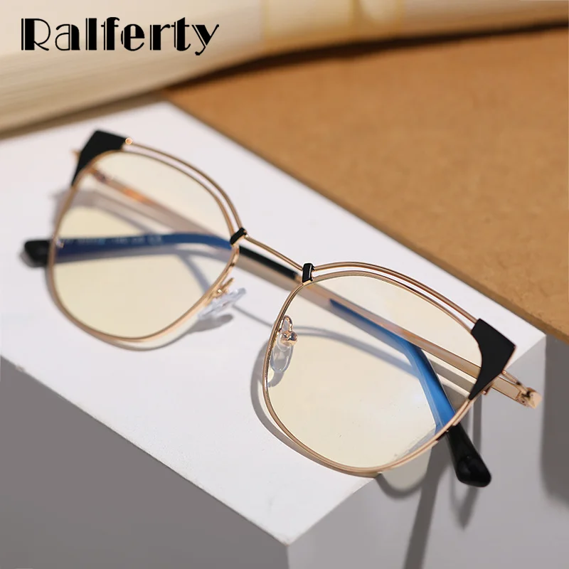 

Ralferty 2025 Trendy Women's Glasses Anti Blue Light Computer Gaming Anti-reflective Eyeglass Frames Female 0 Diopter Spectacle