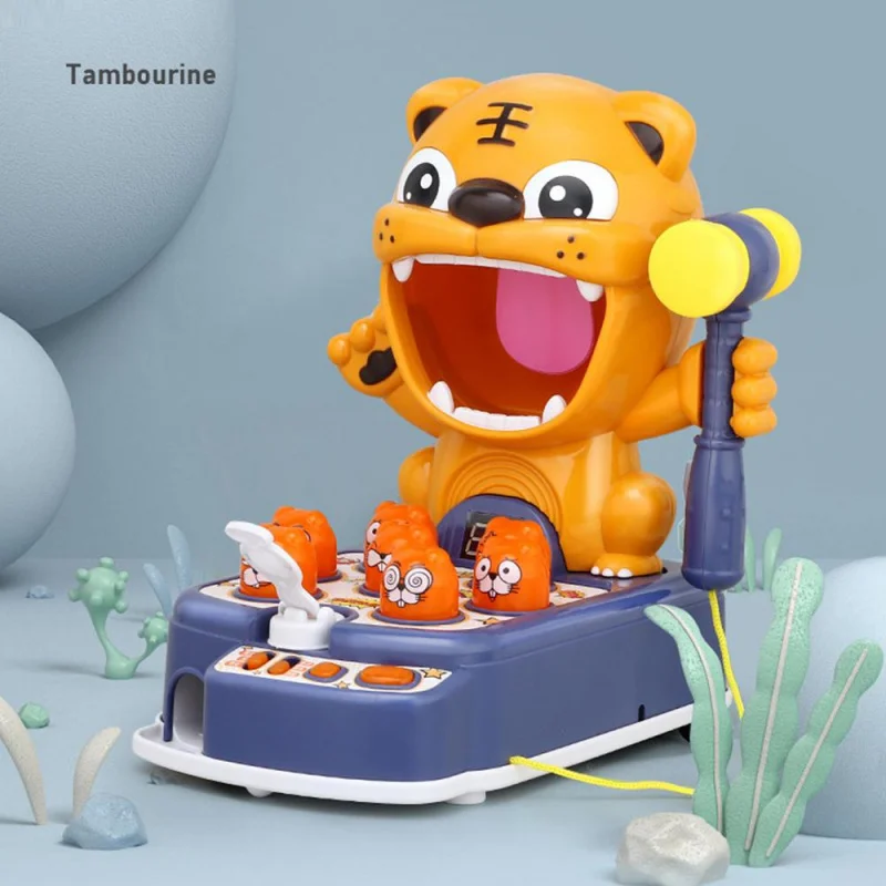 Multifuncional crianças quebra-cabeça educacional interativo aprendizagem batendo brinquedo com luzes música, criança tigre martelando hit jogo brinquedo