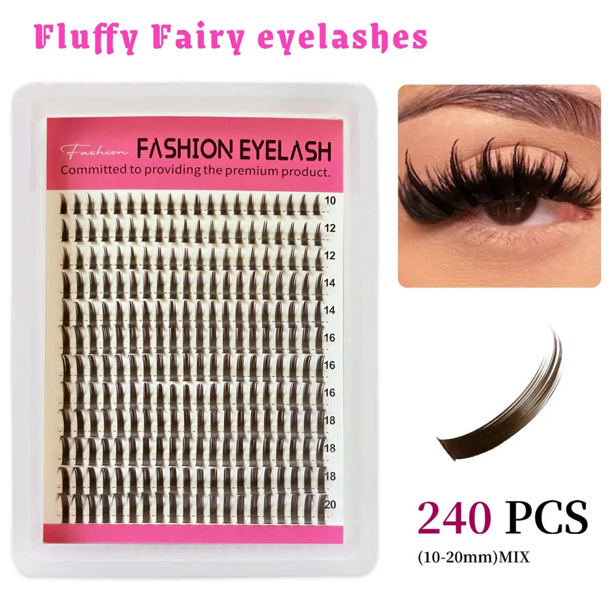 HBZGTLAD 240 Stück Spikes Wimpernbüschel Lang 10-20mm Wimpernspikes Einzelwimpern DIY Spiky Lash – Detail 6