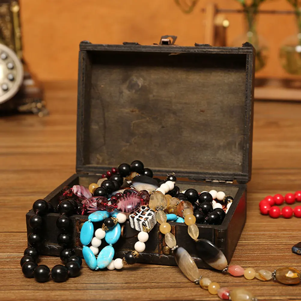 

1pcs Vintage Wood Jewelry Box With Lid Large Capacity Jewelry Storage Organizer For Necklaces Bracelets Earrings Watches