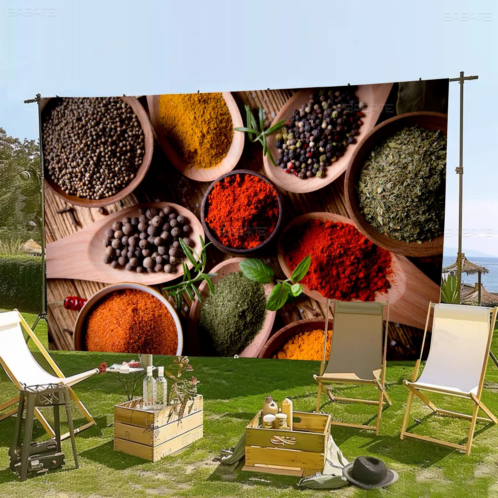 

Grains Spices Peppers Banner Art Printing Japanese Wall Flag Anime Wall Hanging Home Decor