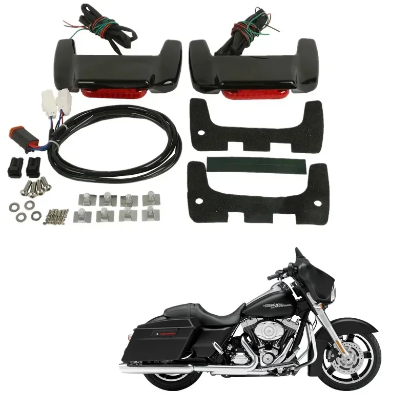 

For Harley Touring Electra Street Glide Road King 1993-2013 Motorbike Hard Saddlebag Lid LED Spoiler Kit