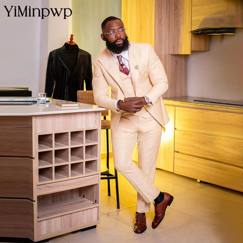 YiMinpwp العاج الرجال البدلة الساتان 2 قطعة واحدة الصدر الأعمال الرسمية سليم صالح سهرة الدعاوى لرجل الأعمال الملابس XS-5XL