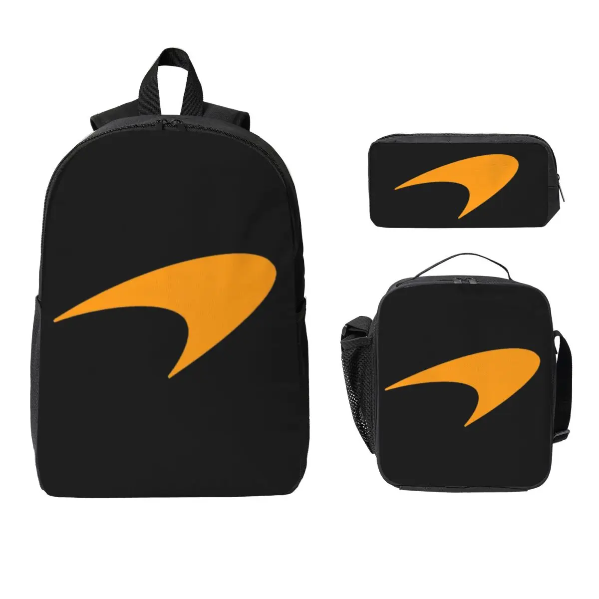 

M-McLarens Papaya Logo Backpack Student Boys Girls BookBag School Bag Computer Shoulder Bags 3ps Insulated Lunch Bag Pencil Case