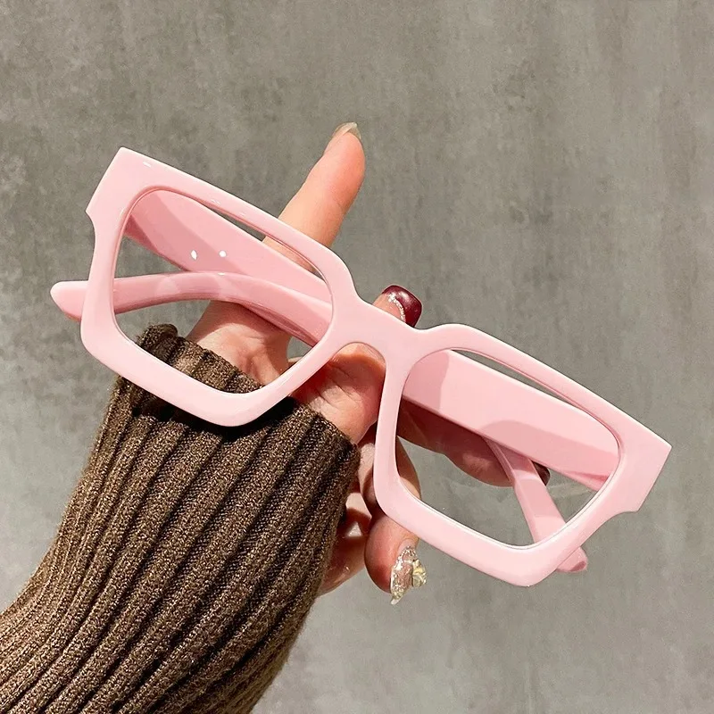

Thick Edged Square Computer Eyeglass Women Men Anti Blue Light Plain Glasses Vintage Colorful Oversized Optical Eyeglasses