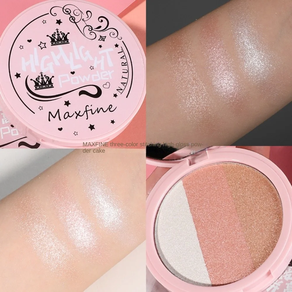 Tavolozza di fard a tre colori Ombretto delicato a lunga durata Vassoio di integrazione per fard Ombretto evidenziatore impermeabile che non sbiadisce