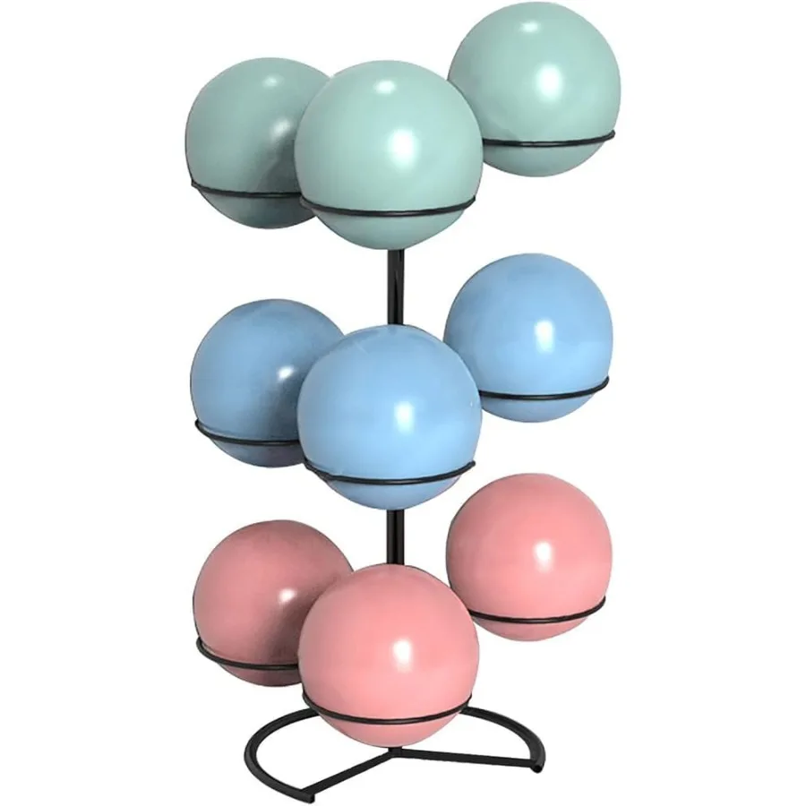 

Вертикальный коммерческий органайзер для хранения мячей для йоги для тренировок в тренажерном зале, студии, большая вместимость, многослойный современный сверхмощный металлический органайзер для упражнений